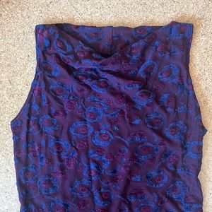 Full length sheath dress with velvet floral pattern